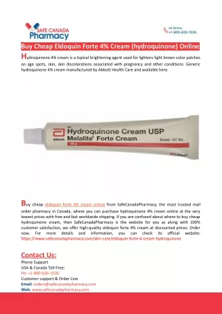 Buy Cheap Eldoquin Forte 4% Cream (hydroquinone) Online