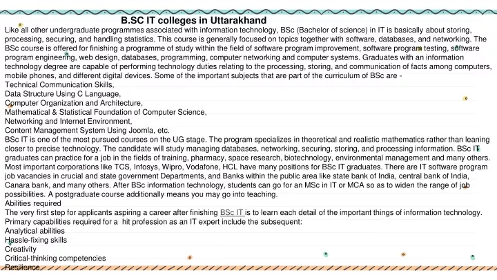 b sc it colleges in uttarakhand