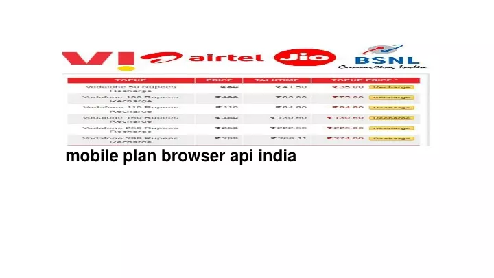 mobile plan browser api india