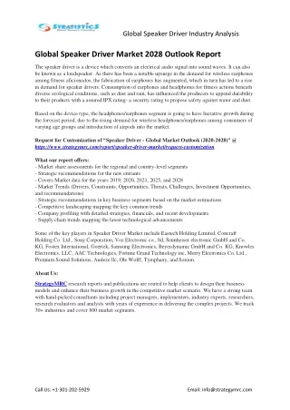 global speaker driver industry analysis