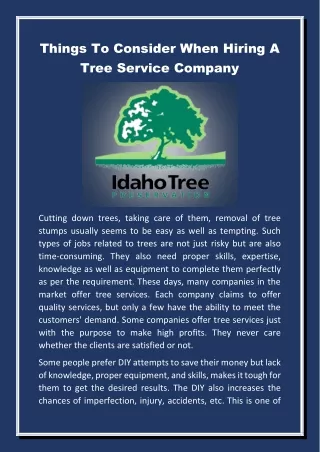 Things To Consider When Hiring A Tree Service Company