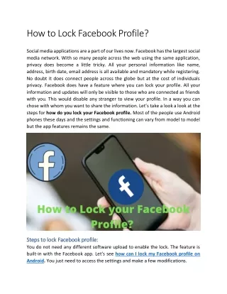 Learn How to Lock Facebook Profile
