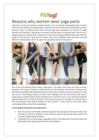 Reasons why women wear yoga pants