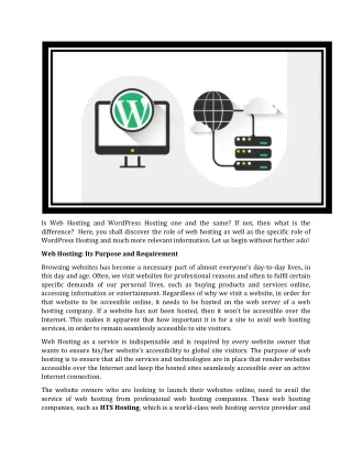 is web hosting and wordpress hosting