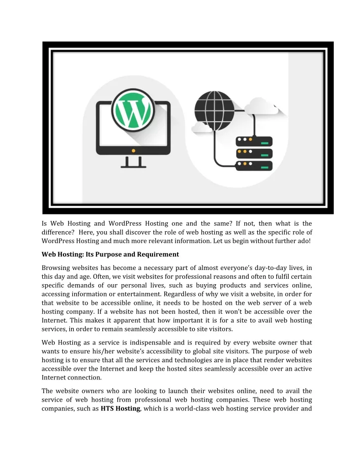is web hosting and wordpress hosting