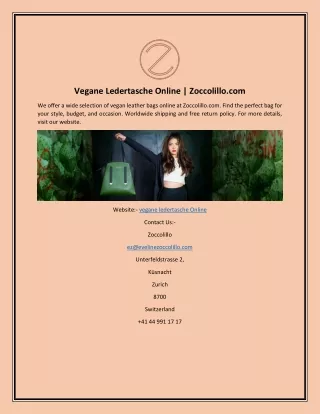 Vegane Ledertasche OnlineVegane Ledertasche Online | Zoccolillo.com