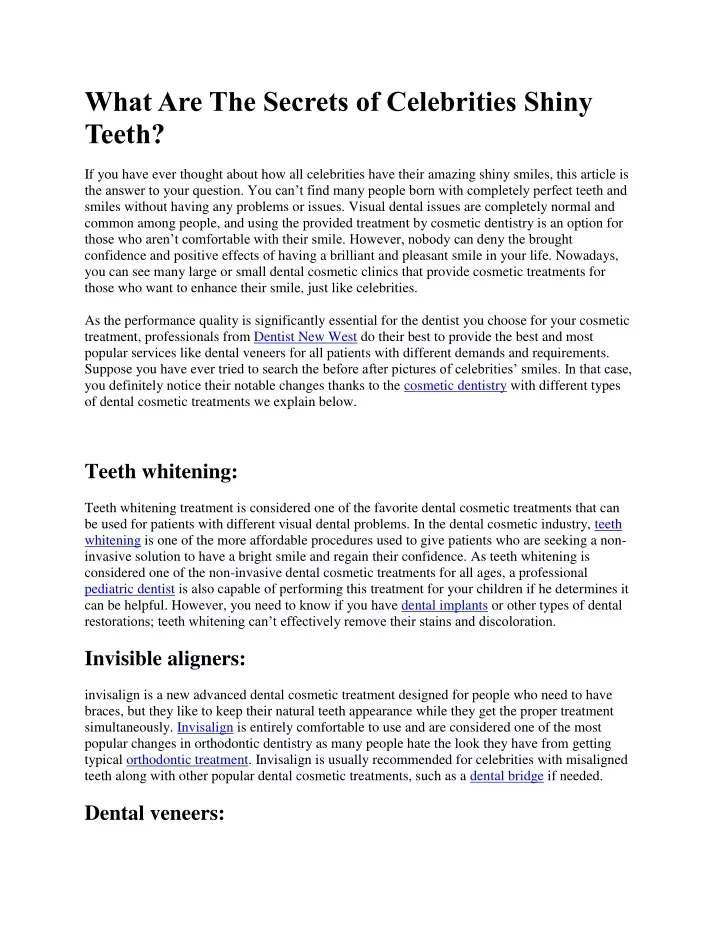 what are the secrets of celebrities shiny teeth