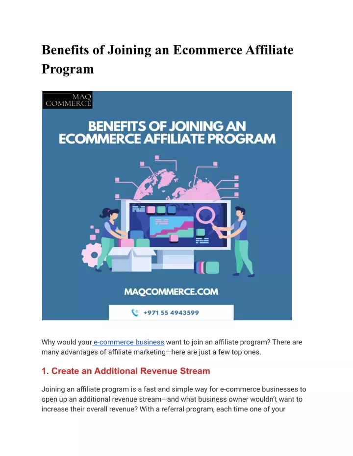 benefits of joining an ecommerce affiliate program