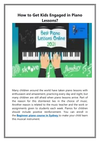 How to Get Kids Engaged in Piano Lessons
