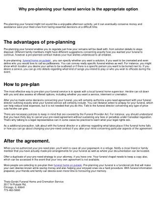 Why pre-planning your funeral service is the right choice