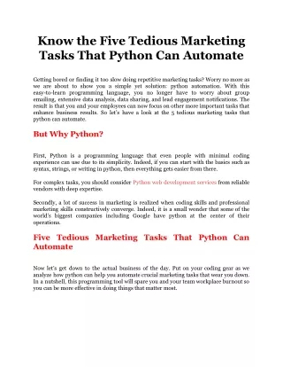 know the five tedious marketing tasks that python