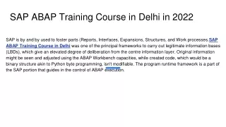 SAP ABAP Training Course in Delhi in 2022