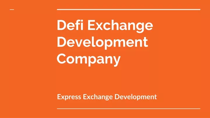 defi exchange development company