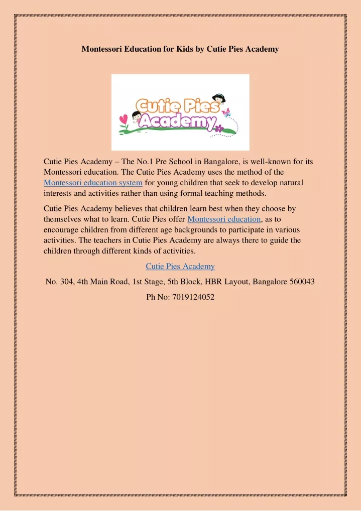 montessori education for kids by cutie pies