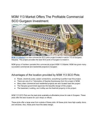 M3M Sector 113 Gurgaon