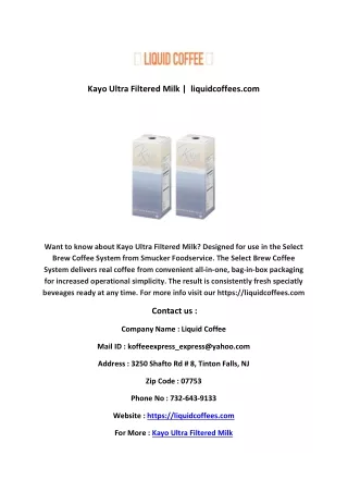 Kayo Ultra Filtered Milk