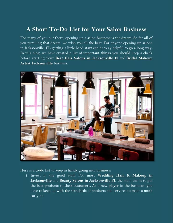 a short to do list for your salon business