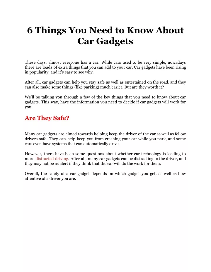 6 things you need to know about car gadgets