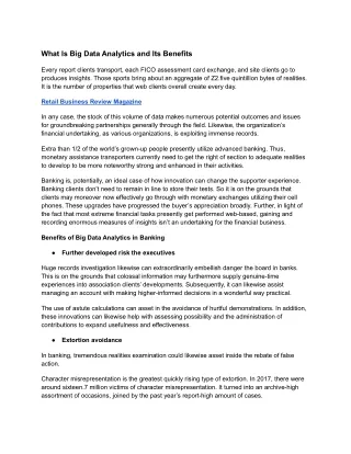 what is big data analytics and its benefits