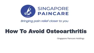 How To Avoid Osteoarthritis