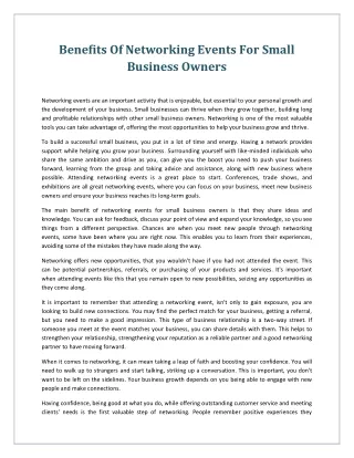benefits of networking events for small business