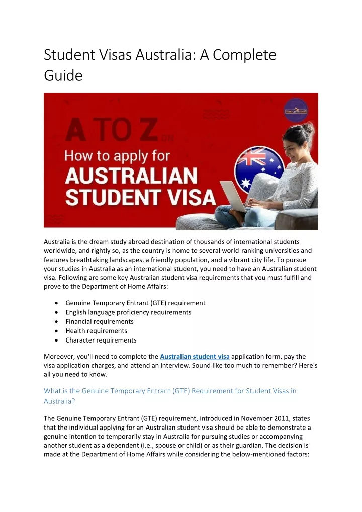 student visas australia a complete guide