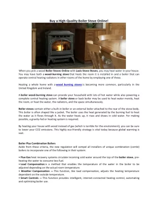 Buy a High-Quality Boiler Stove Online