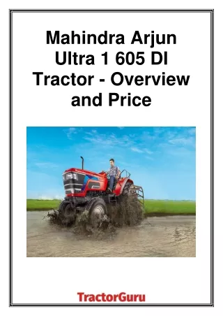 Mahindra Arjun Ultra 1 605 DI Tractor - Overview and Price