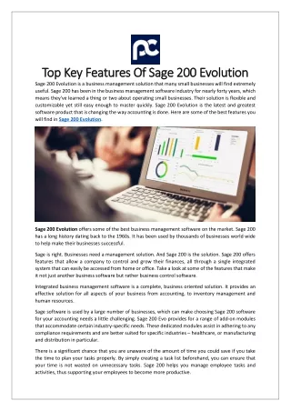Top Key Features Of Sage 200 Evolution