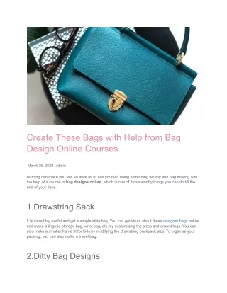 create these bags with help from bag design