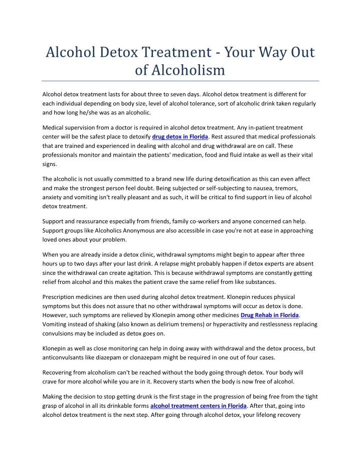 alcohol detox treatment your way out of alcoholism