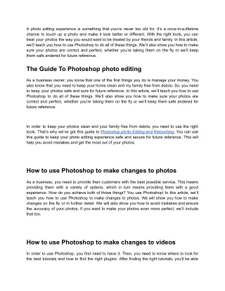 The Ultimate Guide To Photoshop Photo Editing And Retouching
