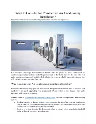 what to consider for commercial air conditioning