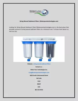 String Wound Sediment Filters Waterpuretechnologies