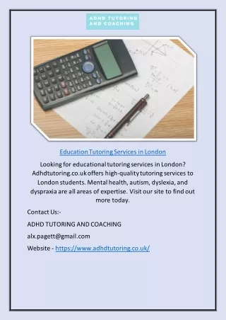 Education Tutoring Services In London | Adhdtutoring.co.uk