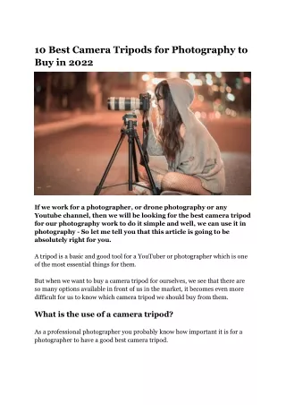 10 Best Camera Tripods for Photography to Buy in 2022