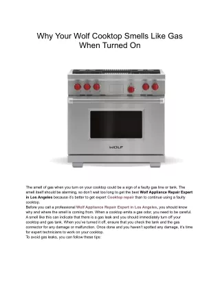 Why Your Wolf Cooktop Smells Like Gas When Turned On
