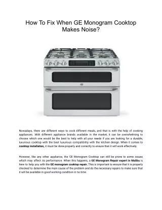 How To Fix When GE Monogram Cooktop Makes Noise