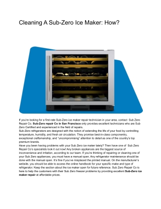 Cleaning A Sub-Zero Ice Maker_ How_