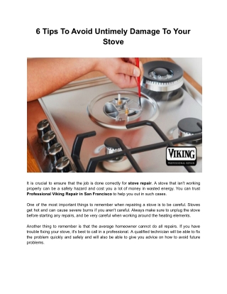 6 Tips To Avoid Untimely Damage To Your Stove
