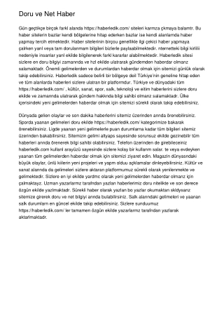 doru ve net haber g n ge tik e bir ok farkl