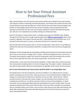 How to Set Your Virtual Assistant Professional Fees
