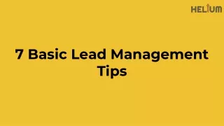 7 Basic Lead Management Tips