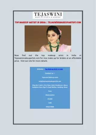 Top Makeup Artist In India | Tejaswinimakeupartist.com