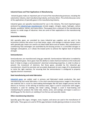 industrial gases and their applications