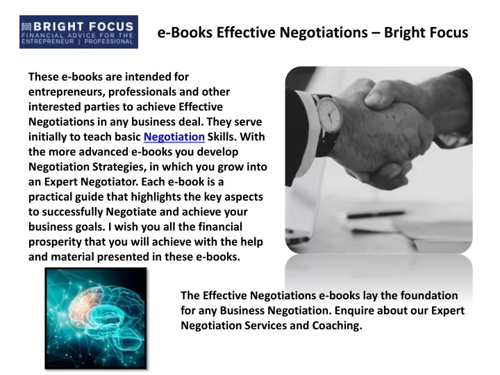 e books effective negotiations bright focus