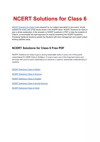 ncert solutions for class 6