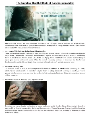 the negative health effects of loneliness
