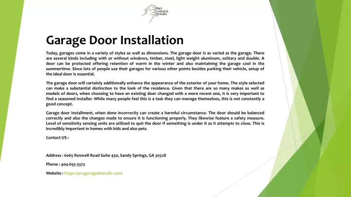 garage door installation