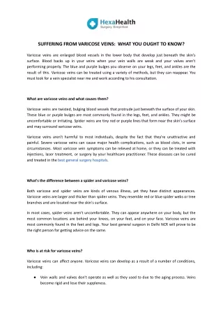Everything You Need To Know About "Varicose Veins" - HexaHealth